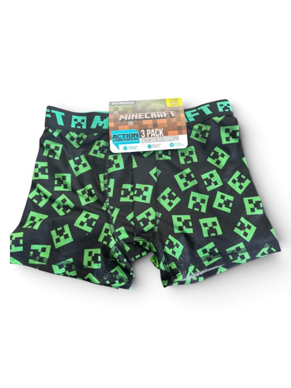 Minecraft 3 Pack Boys Action Underwear Moisture Wicking Boxer Briefs